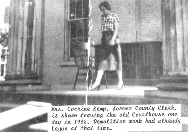 Former county clerk leaving the old Dixon courthouse.